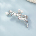 wholesale S925 Sterling Silver Shell Pearl Leaf Brooch Exquisitely Luxurious Elegant Vintage High-End Accessory Pin-0-3
