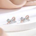 wholesale 925 Sterling Silver Twist Bow Stud Earrings for Women, Versatile Designer Zircon Butterfly Knot Earrings, Ins Style-0-1