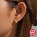 wholesale 925 Sterling Silver Heart-shaped Diamond-accented Ear Hoop Clasp Earrings for Women,INS。-0-1
