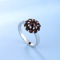wholesale S925 Sterling Silver Natural Garnet Ring with Group Setting Tourmaline and Emerald Colored Gemstone Ring New Style-0-5