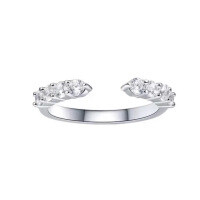 Sterling Silver Ins Minimalist Moissanite Three-in-One Marquess Cluster Ring 2 Carats-48-point (0.48m) Moissanite Ring  US Size 8 (Hong Kong Size 18)
