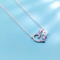 wholesale S925 Silver Flower Necklace Women Korean Style Small Fresh Shell Flower Heart Short Pendant Collarbone Chain D4075-0-1