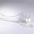 wholesale S925 Sterling Silver Reindeer Antler Pearl Necklace Fashionable and Unique Micro-set Natural Pearl Korean Style Versatile Collarbone Chain-0-2