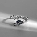 wholesale 925 Silver Trendy and Versatile Chao Xiaobai Irregular Dark Style Zircon Ring for Women, Ins Aura Adjustable Open Ring-0-0