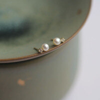 wholesale 9K Gold Small Drilled Pearl Pure Freshwater Pearl Exquisite Japanese-style Mini Stud Earrings-9K per piece