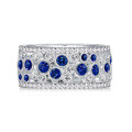 wholesale 925 Silver Gold-Plated Ring with High-Carbon Diamond and GRC Lab-Grown Royal Blue Spinel, Versatile Fashion Jewelry for Women-0-0