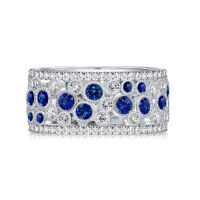 wholesale 925 Silver Gold-Plated Ring with High-Carbon Diamond and GRC Lab-Grown Royal Blue Spinel, Versatile Fashion Jewelry for Women-GRC Cultured Cobalt Spinel - Peacock Blue  120 catties (US size 7) (HK size 14-15, EUR size 55) Ring length approximately 55mm
