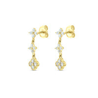 wholesale S925 Sterling Silver Colorful Zircon Flower Stud Earrings For Women,ins。-Golden White Diamond