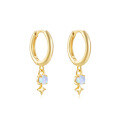 wholesale S925 Sterling Silver Star Opal Inlaid with Diamond Fire Opal Ear Hoops, Hot Cross-borderINS Style Earrings-0-4
