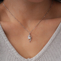 Sterling Silver Pendant with 1-Carat Moissanite Necklace, Women's Fashion Classic-1-carat chain (D color moissanite)  925 silver