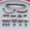 wholesale 999 Silver Jewelry Accessories: Coin with "Fu" Character, Curved Tube, Plum Blossom Semi-Bangle, Three-Way Connector, Pendant for DIY Bracelet-0-0