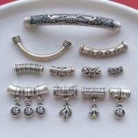 wholesale 999 Silver Jewelry Accessories: Coin with "Fu" Character, Curved Tube, Plum Blossom Semi-Bangle, Three-Way Connector, Pendant for DIY Bracelet-1# (one S925 silver)