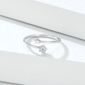 wholesale S925 Sterling Silver Small Star Ring for Women, Fashionable and Lightly Luxurious, Adjustable Open Band with Engraved Starry Design-0-1