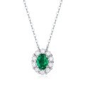 wholesale S925 silver necklace with Biyi pendant, chain set with lab-grown emerald, in stock, wholesale silver necklace jewelry-0-5