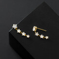 wholesale S925 silver four-star elegant diamond-inlaid pentagram earrings for women, short style, Korean-Japanese version, M00998-0-2