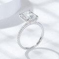 wholesale 925 Silver 4 Carat 8*10 Emerald Cut Full Moissanite Ring for TikTok Cross-Border Foreign Trade Hot Sellers-0-2