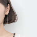 wholesale S925 Sterling Silver Japanese-style Minimalist Hollow Drop-shaped Earrings E8697-0-1