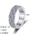 S925 Sterling Silver Full Moissanite Women's Rectangular Rule-Set Ring-0-3
