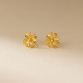 wholesale 990 Sterling Silver Sweet Filigree Influencer Same Style Ear Studs Ins Style Niche Exquisite Four-Leaf Flower Ear Studs M06572-0-2