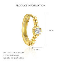 wholesale S925 Sterling Silver Cross-border Geometric Bead Earrings For Women, Zircon。-E5276-Gold/Single 925 Silver