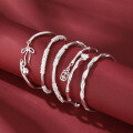 wholesale 999 Sterling Silver Blooming Bell Bracelet Pure Silver Möbius Ring Bangle Light Luxury Bamboo Pattern Peace Wristband-0-0
