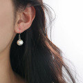 wholesale S925 Sterling Silver Brushed Large and Small Pearl Ear Hooks, Minimalist and StylishM04992-0-1