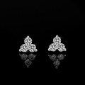 Sterling Silver Three-Leaf Clover Earrings with Moissanite-0-0