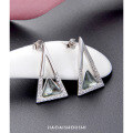 wholesale S925 Sterling Silver Zircon Inlaid Minimalist Triangle Stud Earrings Women Korean Style Fashion Earring Wholesale-0-1