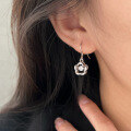 wholesale 999 Silver Flower Jumping Hook Earrings Fashionable Luxury Diamond-Inlaid High-End Student Earrings Versatile Trendy-0-2