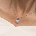 S925 Silver Pendant with 2-Carat Moissanite Necklace, Women's Fashion Round Bezel Pendant-0-2