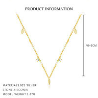 wholesale S925 Sterling Silver Geometric Hollow-out Star Necklace For Women, Bohemian Floral Petal Luxury Cross-border Collarbone Chain-A3930-Gold 925 Silver