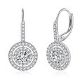 wholesale 18K Gold Plated Sterling Silver with Moissanite Cross-Border Luxury Round Earrings S925, Fashionable and Popular Moissanite Earrings-0-4