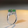 wholesale S925 Sterling Silver New Style Women's Green Jadeite 5-Carat 10X10 High Setting High Carbon Diamond Zircon Ring Wholesale-0-1