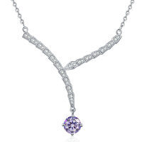 S925 Sterling Silver Moissanite Cross-Border Serpent Series Necklace-1-carat purple moissanite