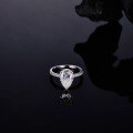 wholesale S925 Silver Europe and US Cross-Border New 8*12mm Pear-Shaped Moissanite Princess Flower Ring for Women, Popular Style Wholesale from Manufacturers-0-1