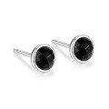 wholesale S925 Sterling Silver Onyx Stud Earrings, Round Fashion Minimalist Sweet and Edgy Personality Trendy Versatile Daily Wear-0-0