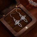 wholesale 925 Sterling Silver Cross Earrings for Women, European and American Minimalist Heart Celtic Knot Hook Earrings-0-0