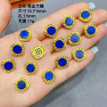 wholesale S925 silver gold-plated natural lapis lazuli accessory spacer bead hand plaque drop bracelet necklace DIY semi-finished product-0-10