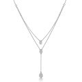 wholesale 925 Sterling Silver Double Layer Stackable Water Drop Necklace, Ins Style Niche Luxury High-end Zircon Pendant for Women-0-6