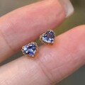 wholesale S925 Sterling Silver Blue Heart Earrings, Small and Elegant, Women's Minimalist Designer High-End Accessories-0-2