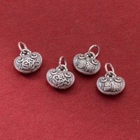 wholesale 999 Sterling Silver 3D Hardened Antiqued Blooming Wealth Longevity Lock Pendant Bracelet Necklace Pendant DIY Jewelry Accessories-One flower blooming with wealth (approximately 11*12*5.5mm)