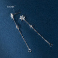 wholesale S925 Sterling Silver Exquisite Diamond-Inlaid Five-Petal Flower Earrings, High-End Elegant Long Drop Ear Accessories M03783-0-2