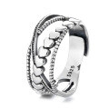 wholesale S925 Sterling Silver Retro-Inspired Viral Style Twisted Crossed Heart Line Geometric Irregular Open Knuckle Ring-0-5
