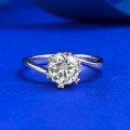 wholesale S925 silver new round one-carat moissanite six-prong engagement ring with a simple and elegant design-0-0