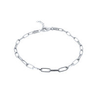 wholesale S925 Sterling Silver Paper Clip Bracelet, Trendy Ins Style, Simple And Creative Women's Jewelry-platinum