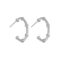 wholesale S925 Sterling Silver Korean Version Iins Minimalist Design Textured Twist CZ Stud Earrings for Women-Platinum [with sterling silver ear plugs] &gt; 925 silver