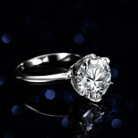 S925 Silver 6-Claw 5-Carat Moissanite Women's Classic Solitaire Engagement Ring-5 carats (set with D color moissanite)  14 yards