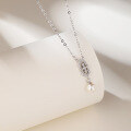 wholesale S925 Silver Fashion New Korean Style Pearl Necklace Women's Internet Celebrity Same Zircon Shell Pearl Simple Collarbone Chain Wholesale-0-2