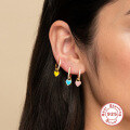 wholesale S925 Sterling Silver geometric heart earrings with crystals, cross-border bestseller, versatile ear cuff-0-2