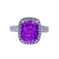 wholesale S925 silver new purple high-carbon diamond 8*10 radiant ring luxury-set women's ring-0-4